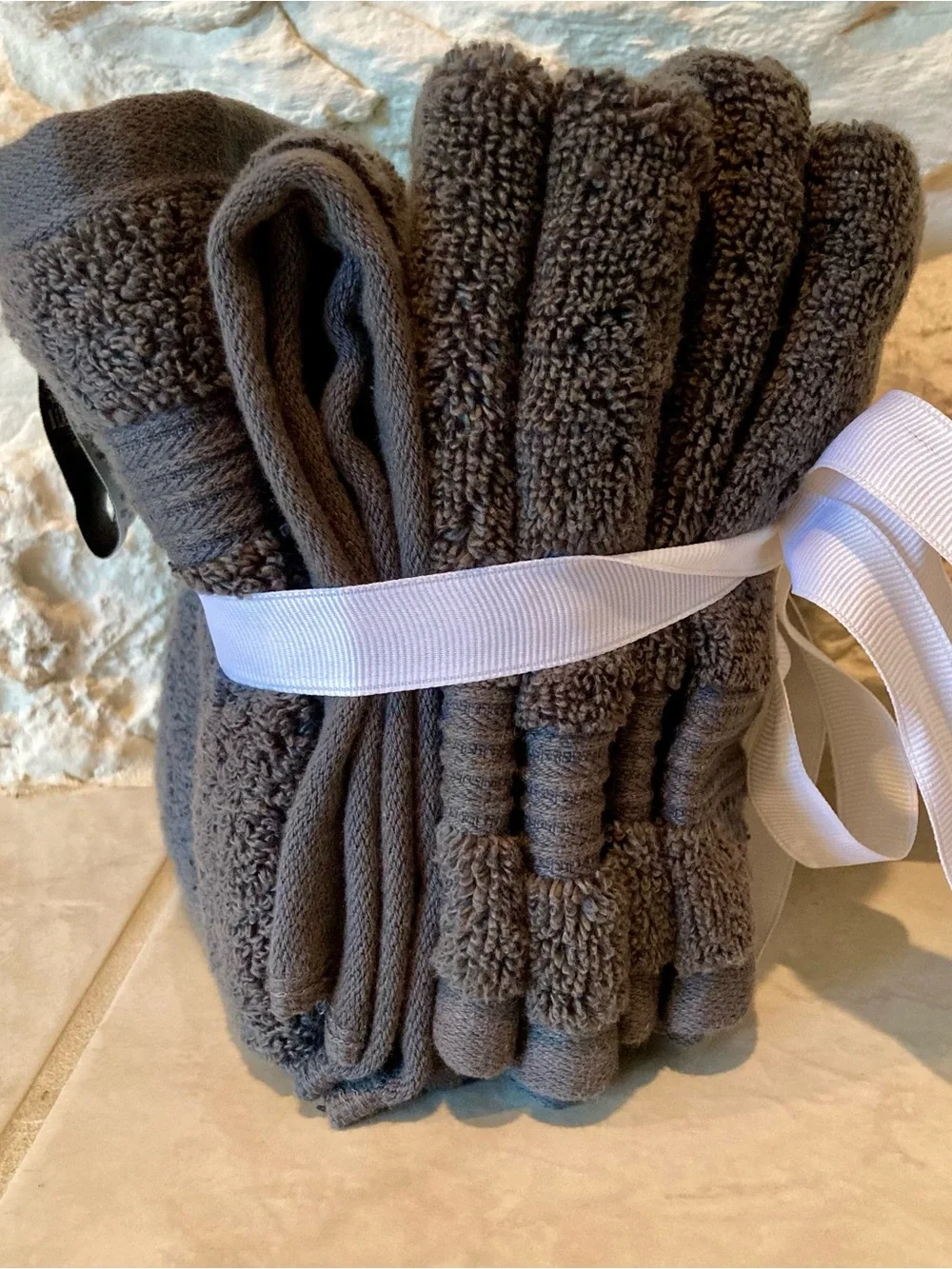 NWT Ted Baker Dark Gray Plush Cotton Washcloth Set
